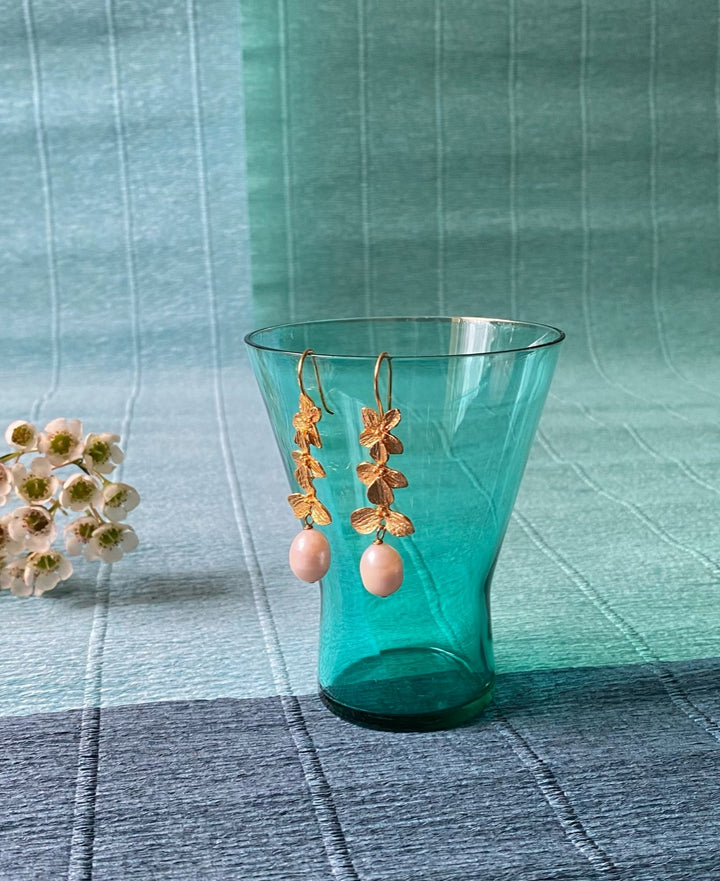 Ottoman Hands Pearl &amp; Leaf Earrings