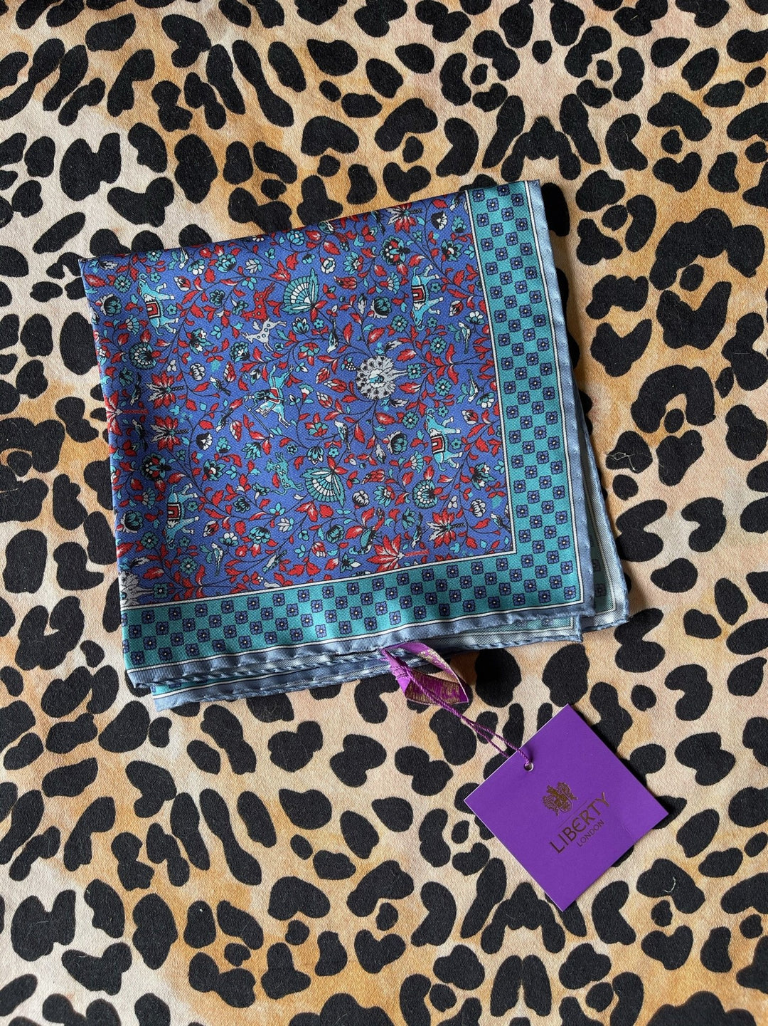 Liberty Blue Print Imran Silk Pocket Square