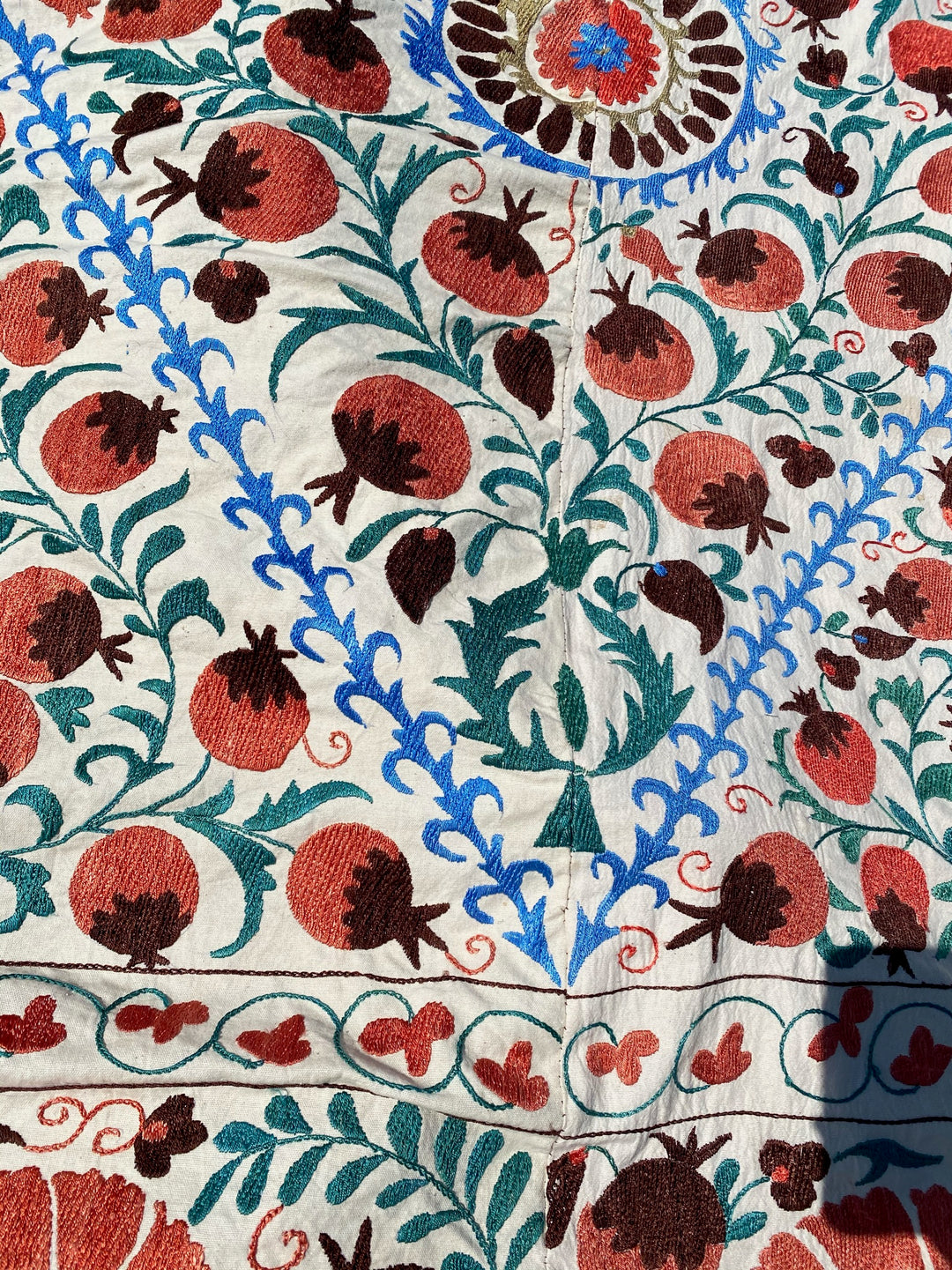 Peach &amp; Cornflower Suzani Throw