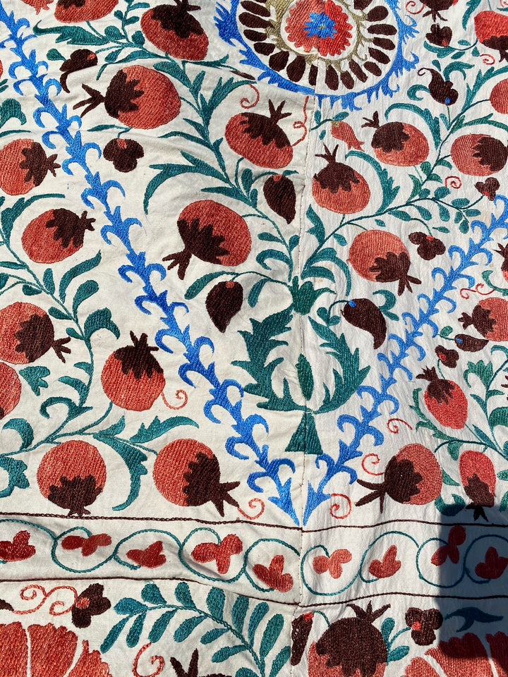 Peach &amp; Cornflower Suzani Throw