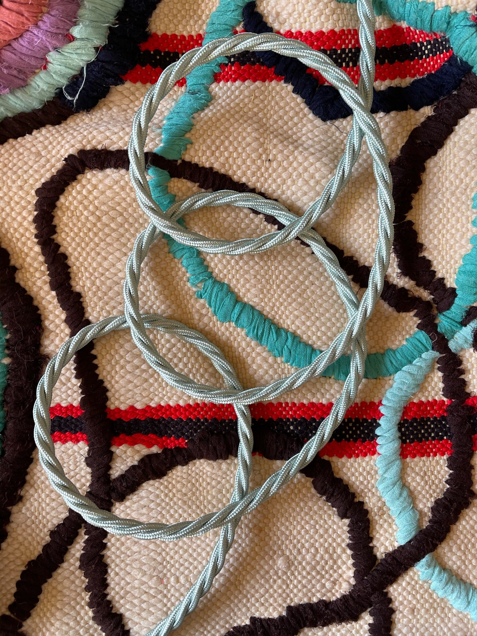 Lola's Leads - Celadon & Black 2m | Coloured Fabric Extension Cable