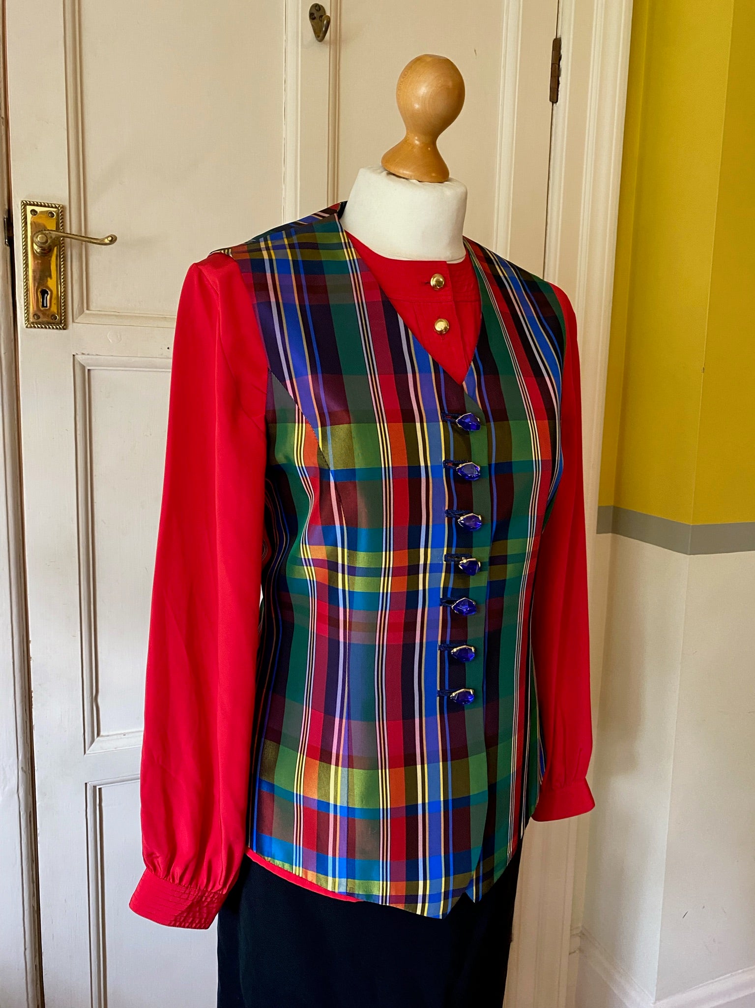 Betty Barclay Tartan Print Waistcoat Jacket