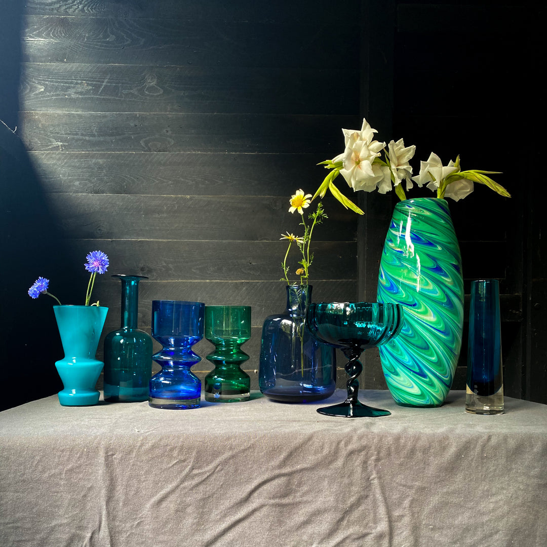 Vintage Riihimaki Emerald Vase