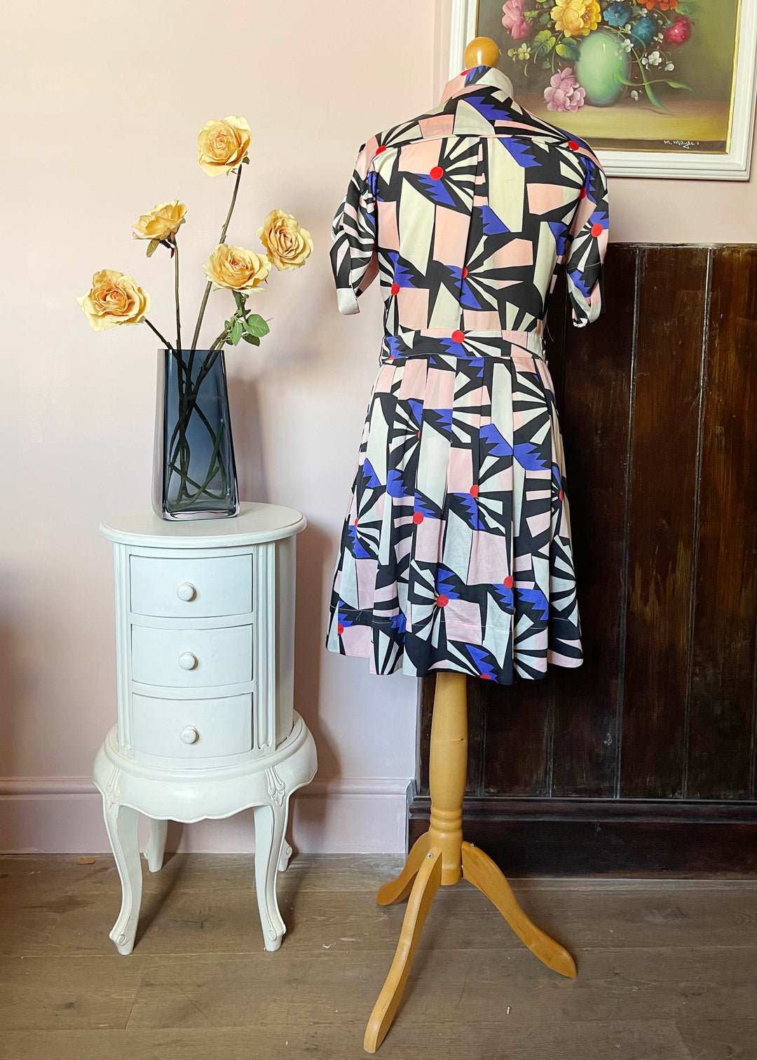 By Alice Geometric Silk Shirt Dress