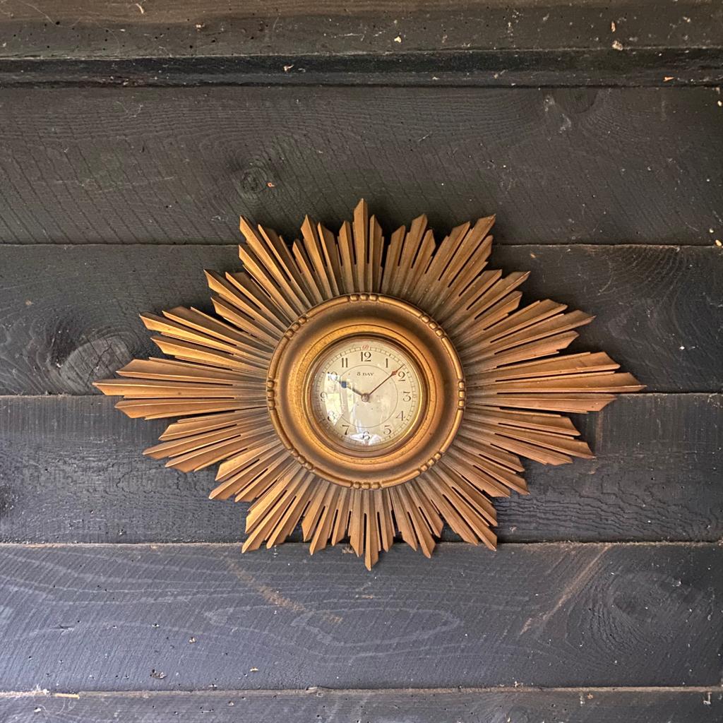 Antique Gold Bakelite Starburst Windup Clock