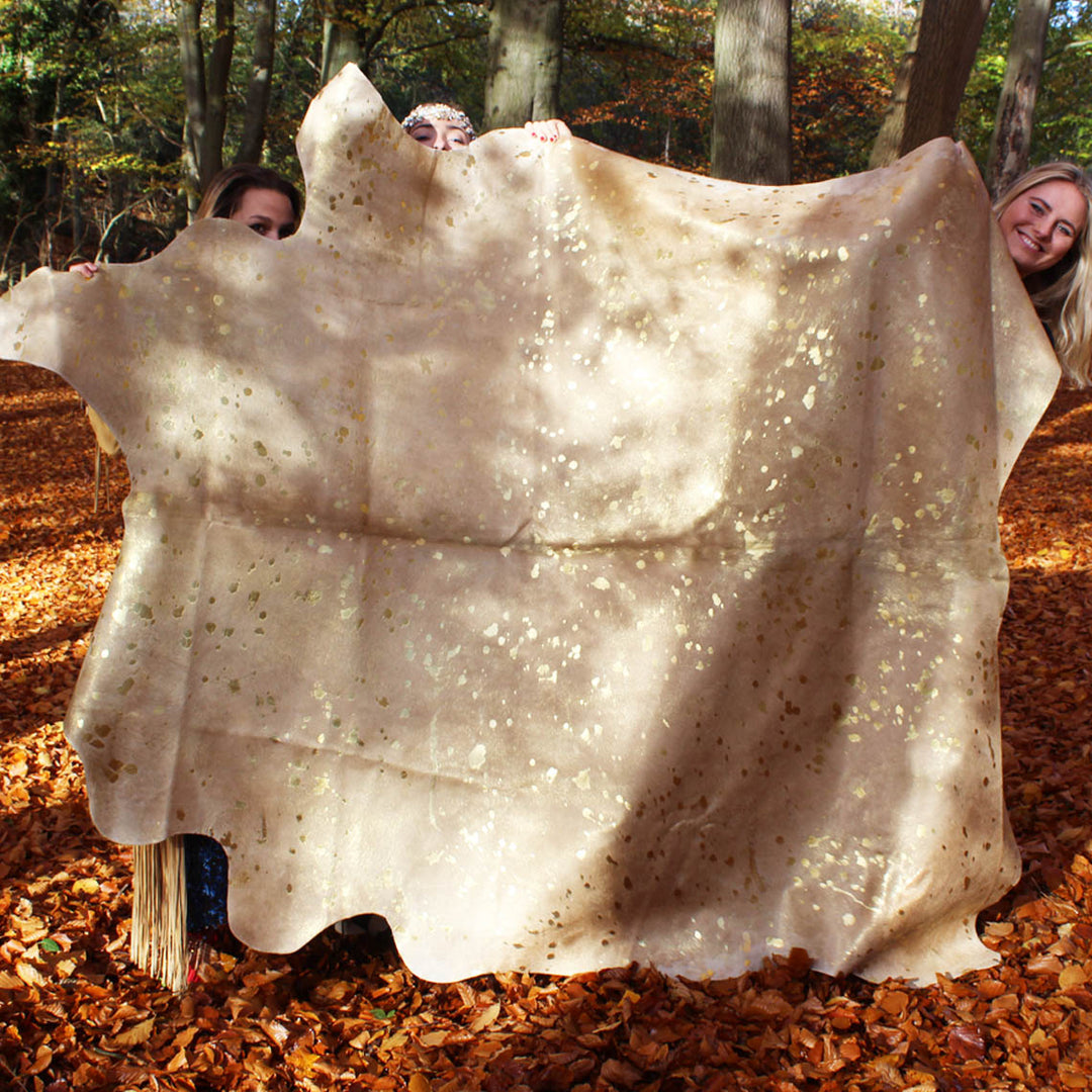 gold speckled cowhide