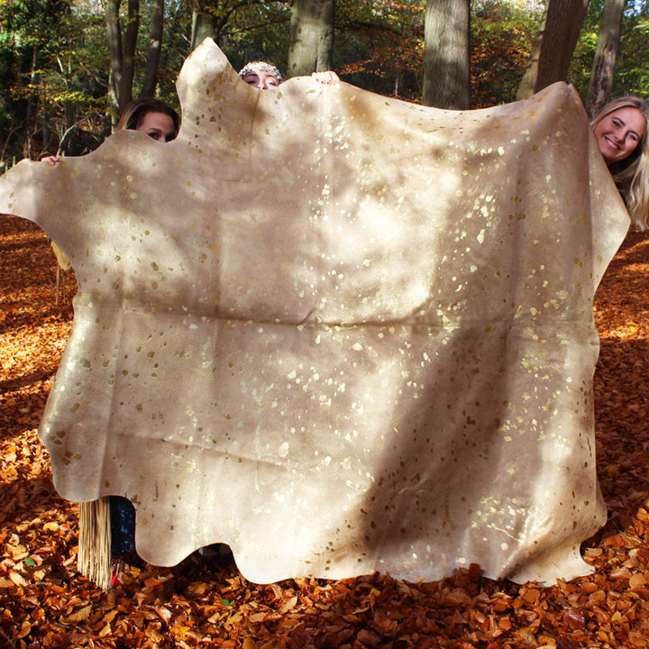 gold speckled cowhide