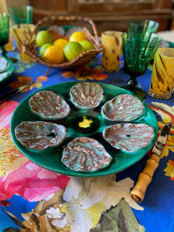 Antique French Majolica Oyster Plates Set of 4