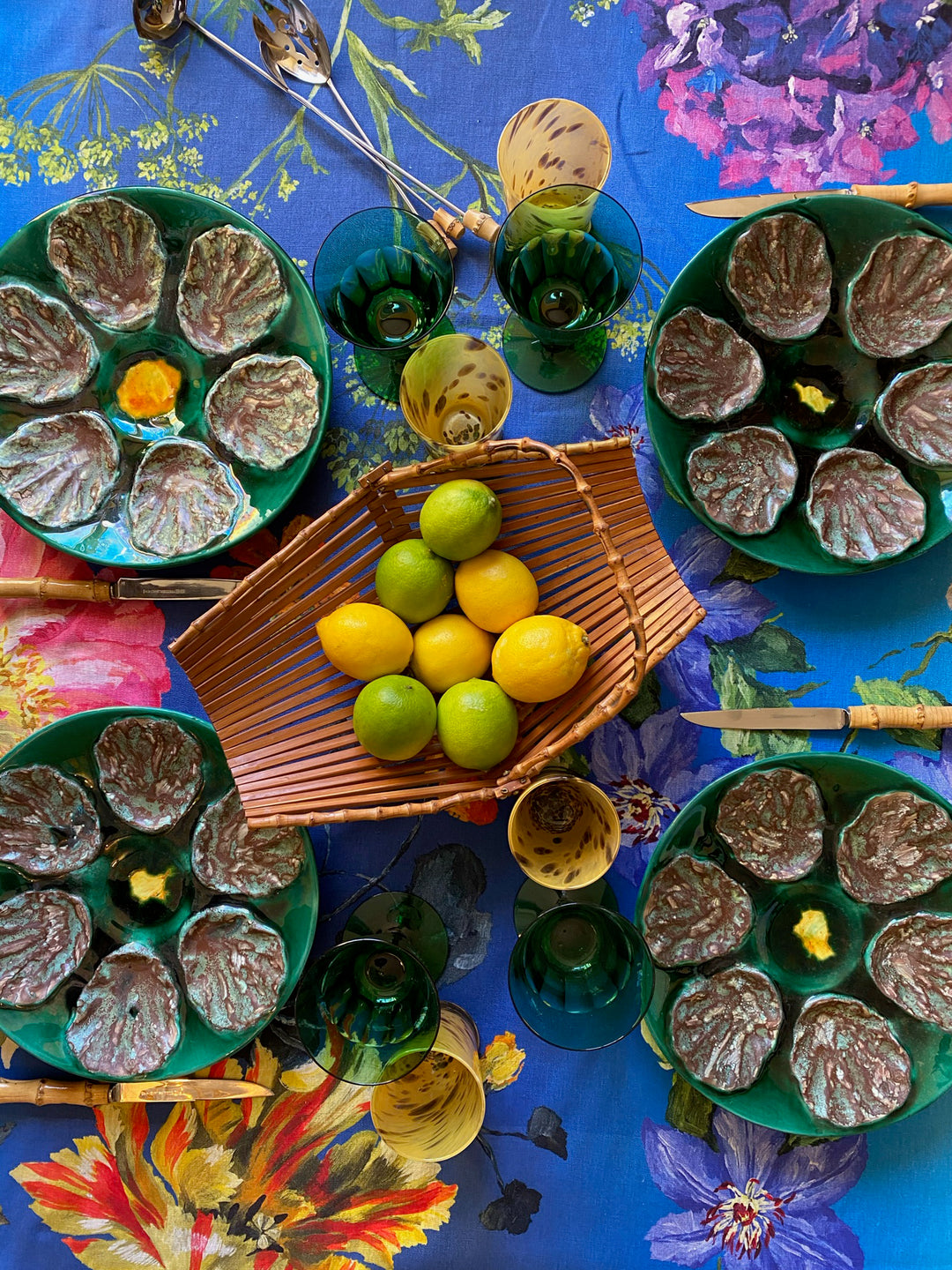 Antique French Majolica Oyster Plates Set of 4