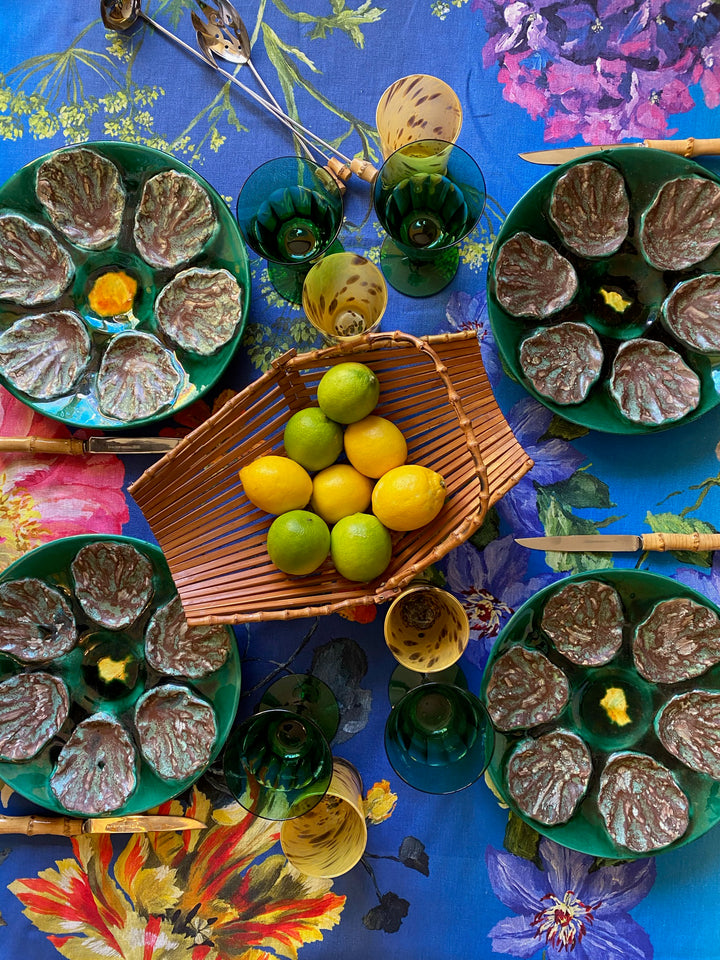 Antique French Majolica Oyster Plates Set of 4