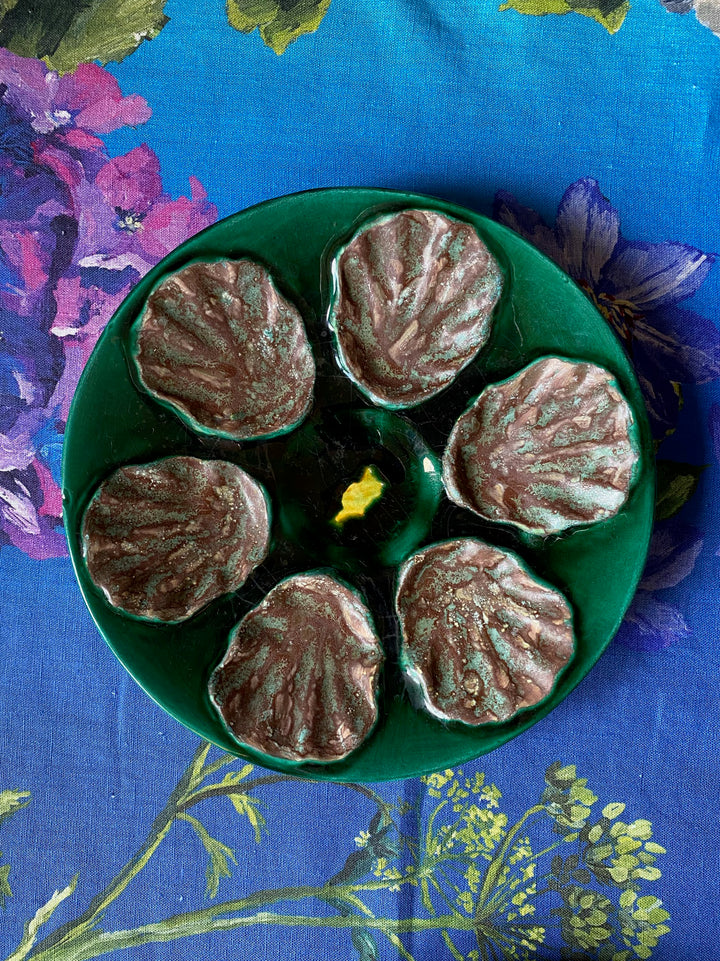 Antique French Majolica Oyster Plates Set of 4