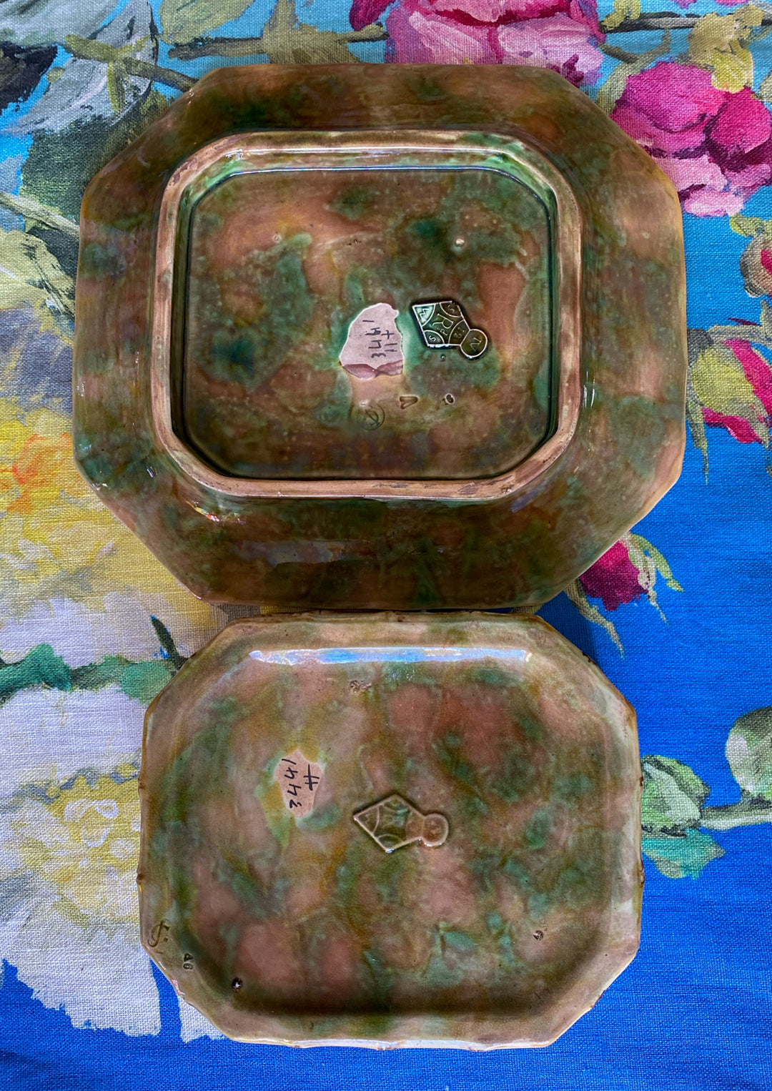 Rare Antique George Jones Majolica Sardine Dish &amp; Plate