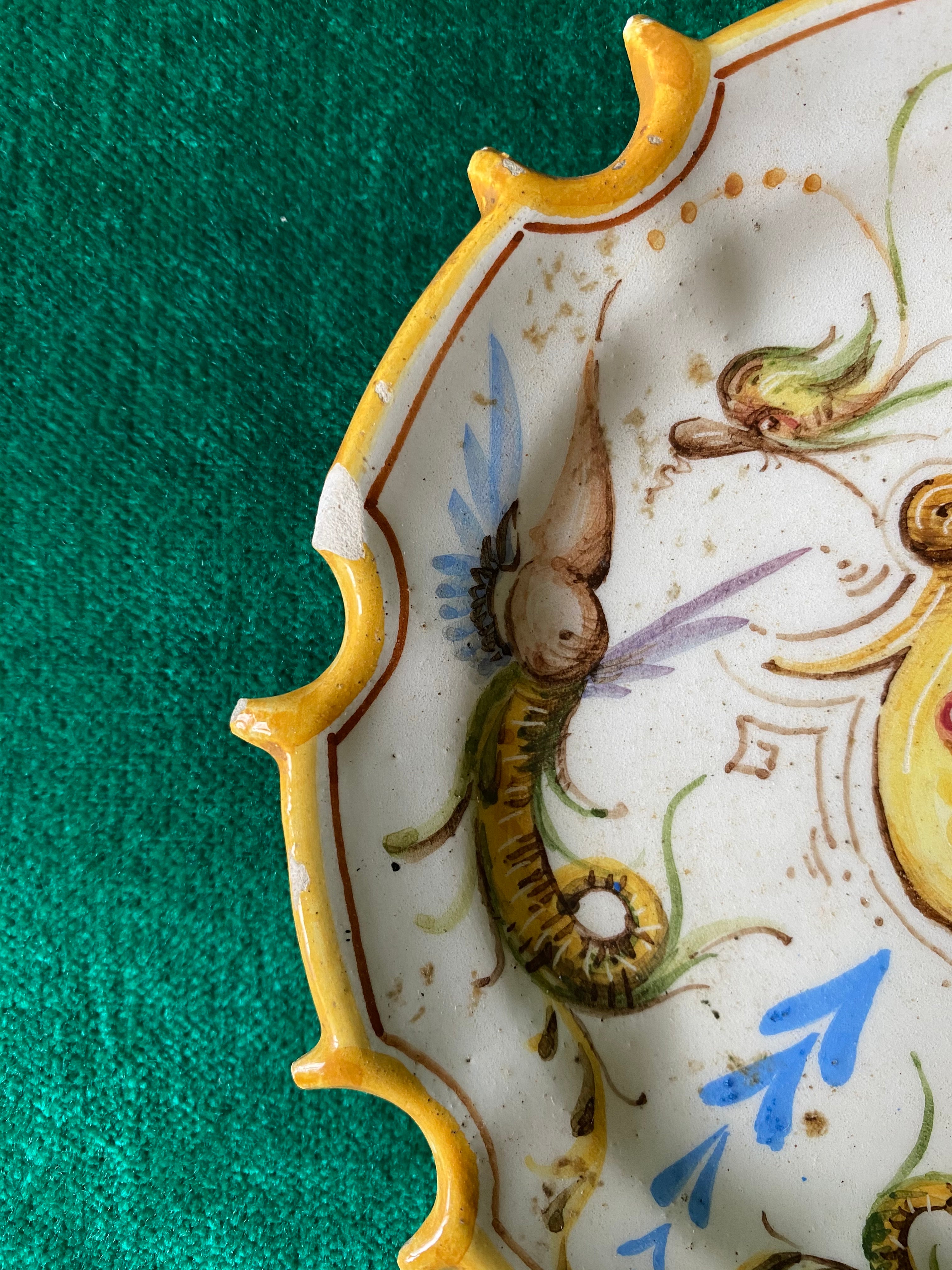 Rare Antique Italian Majolica Fantasy Plates