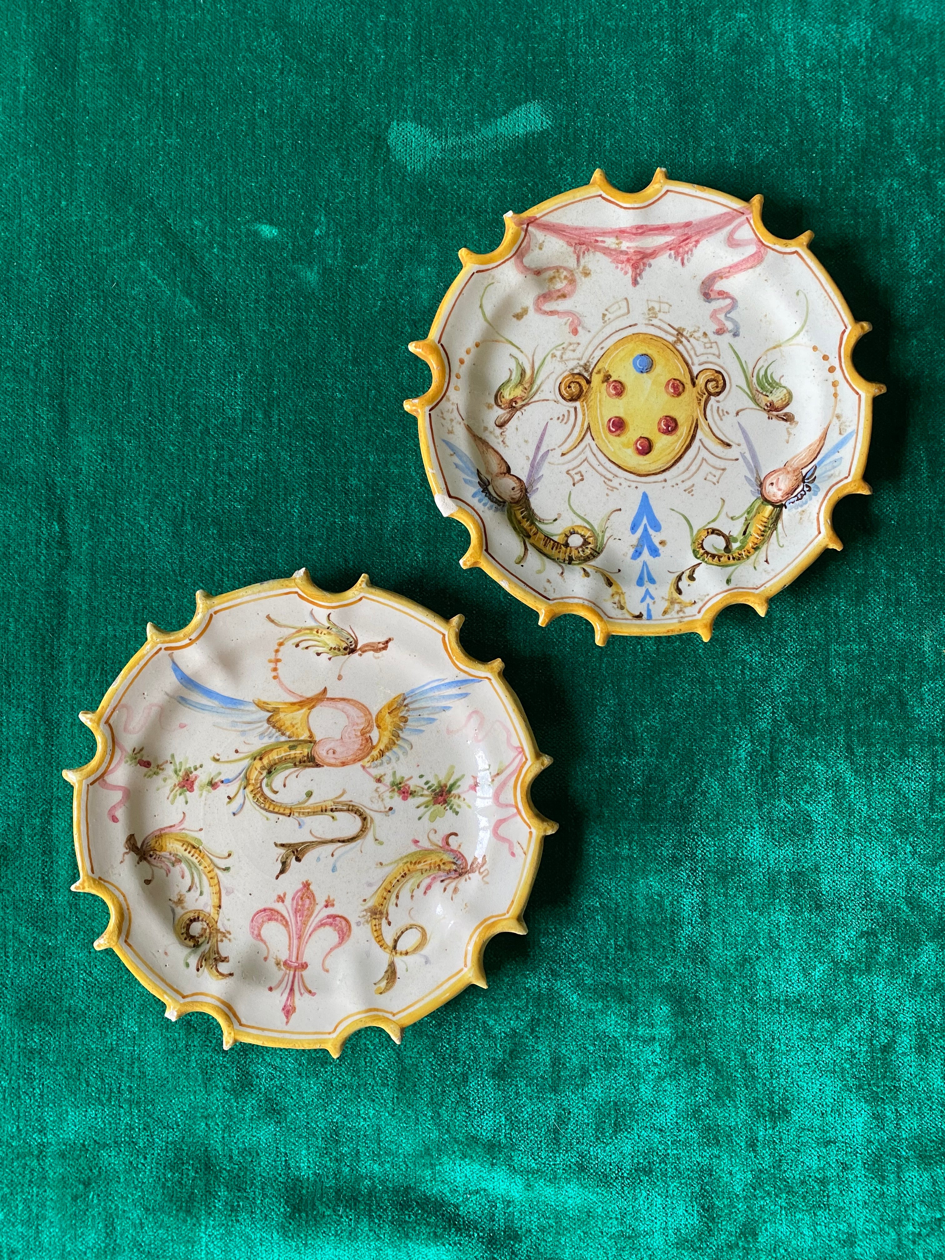 Rare Antique Italian Majolica Fantasy Plates