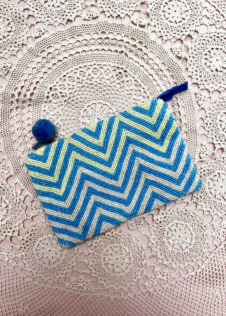 Chevron Beaded Clutch Bag