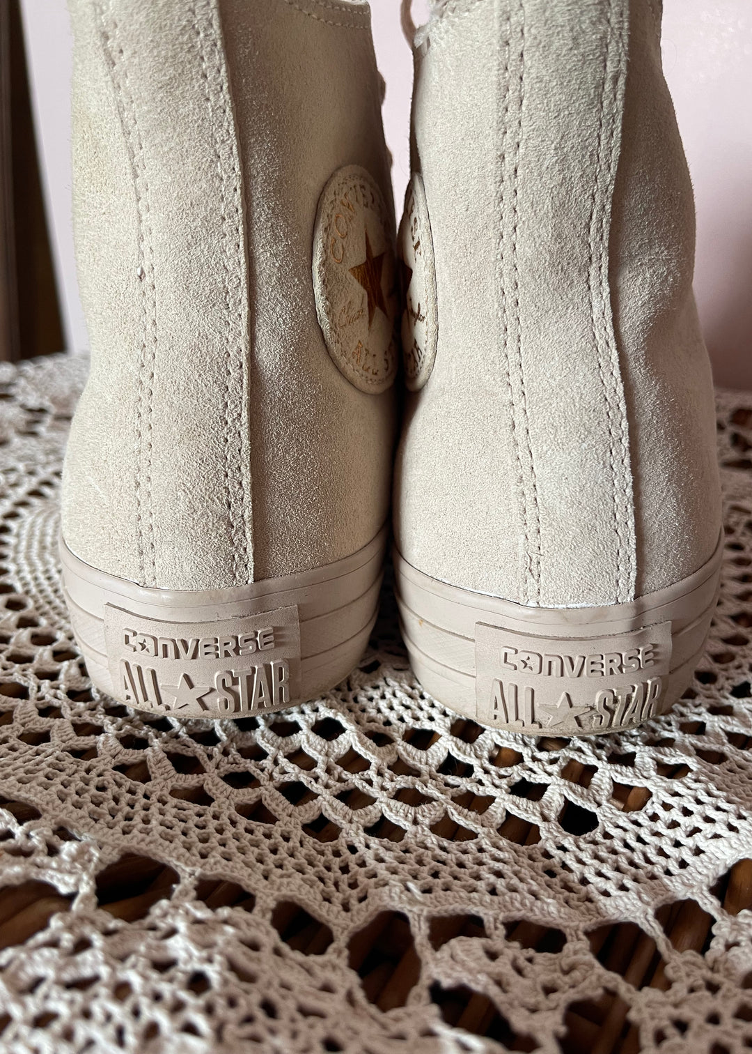 Converse Beige Suede Hi Tops