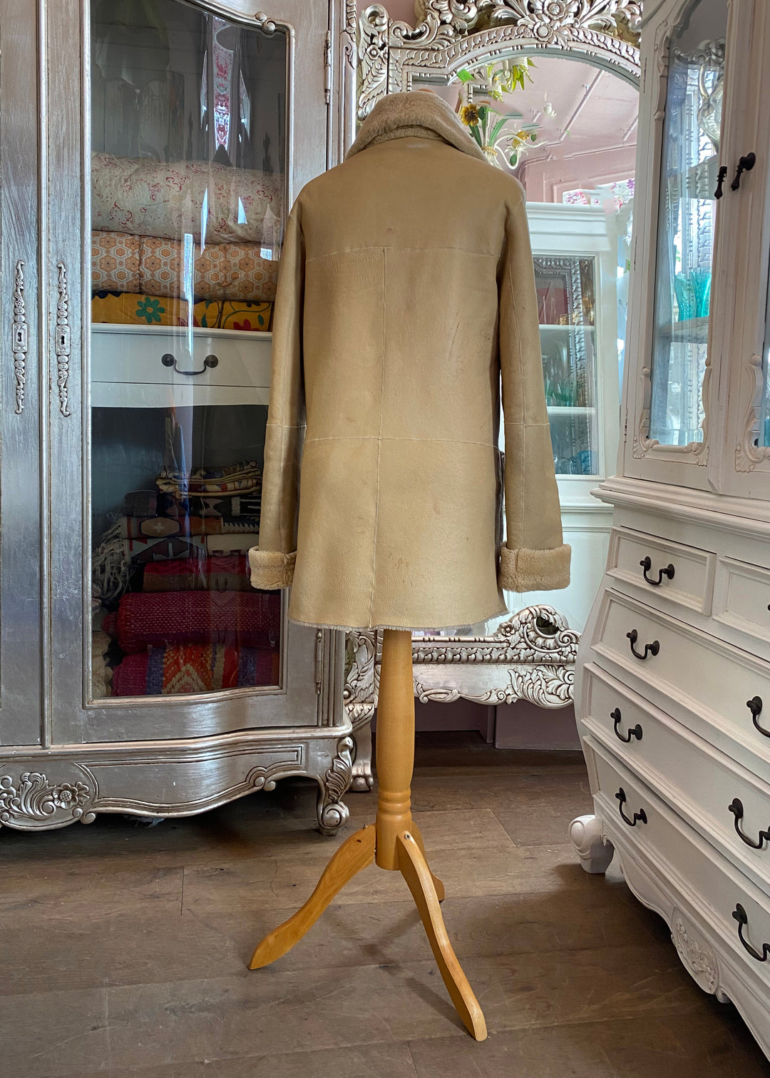Reversible Cream Suede Sheepskin Coat