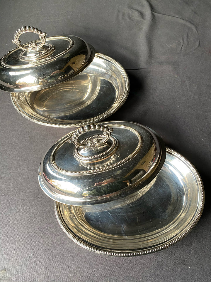 Pair of Silver Plated Lidded Tureens