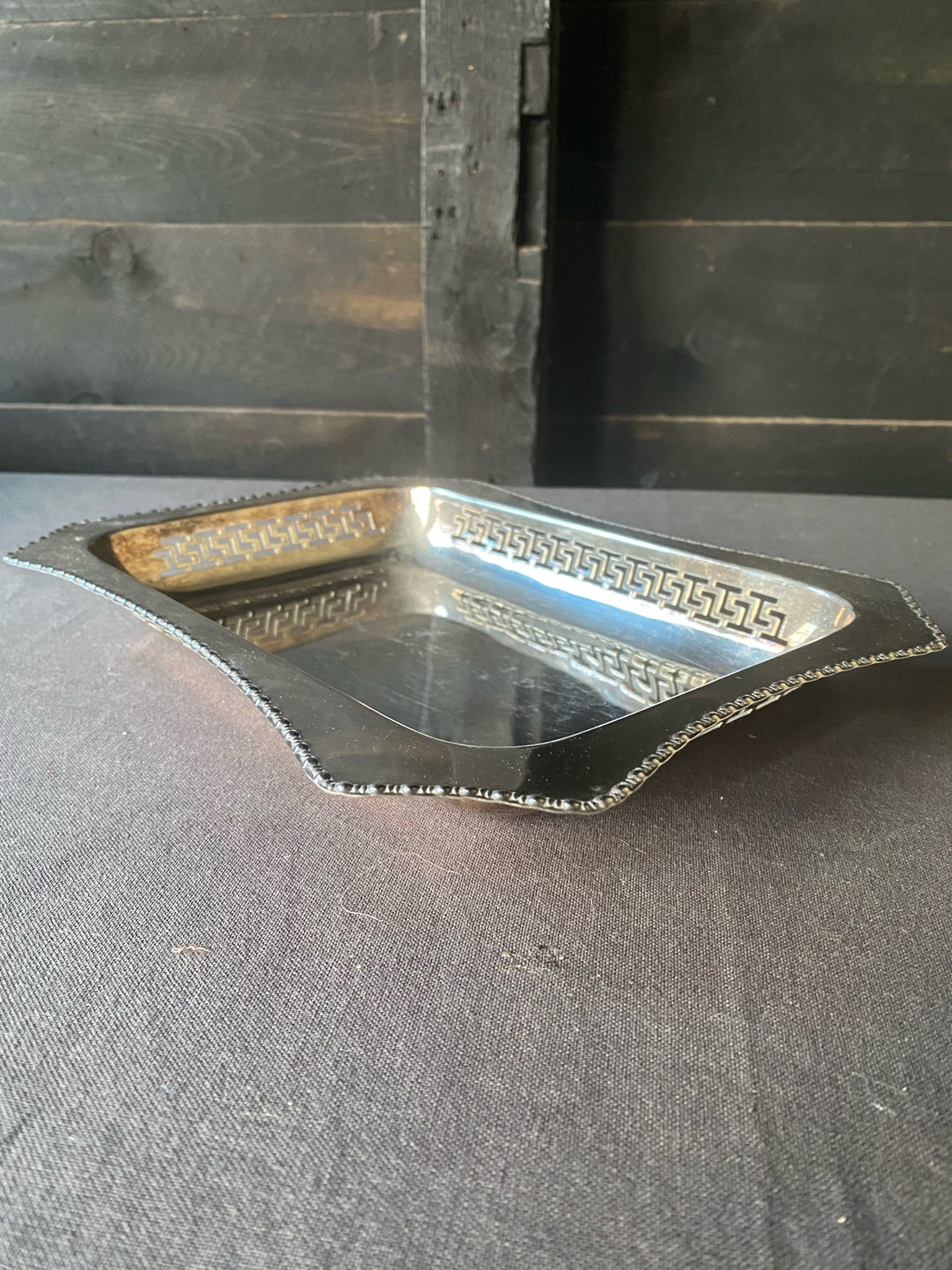 Small Angular Filigree Silver Plated Tray
