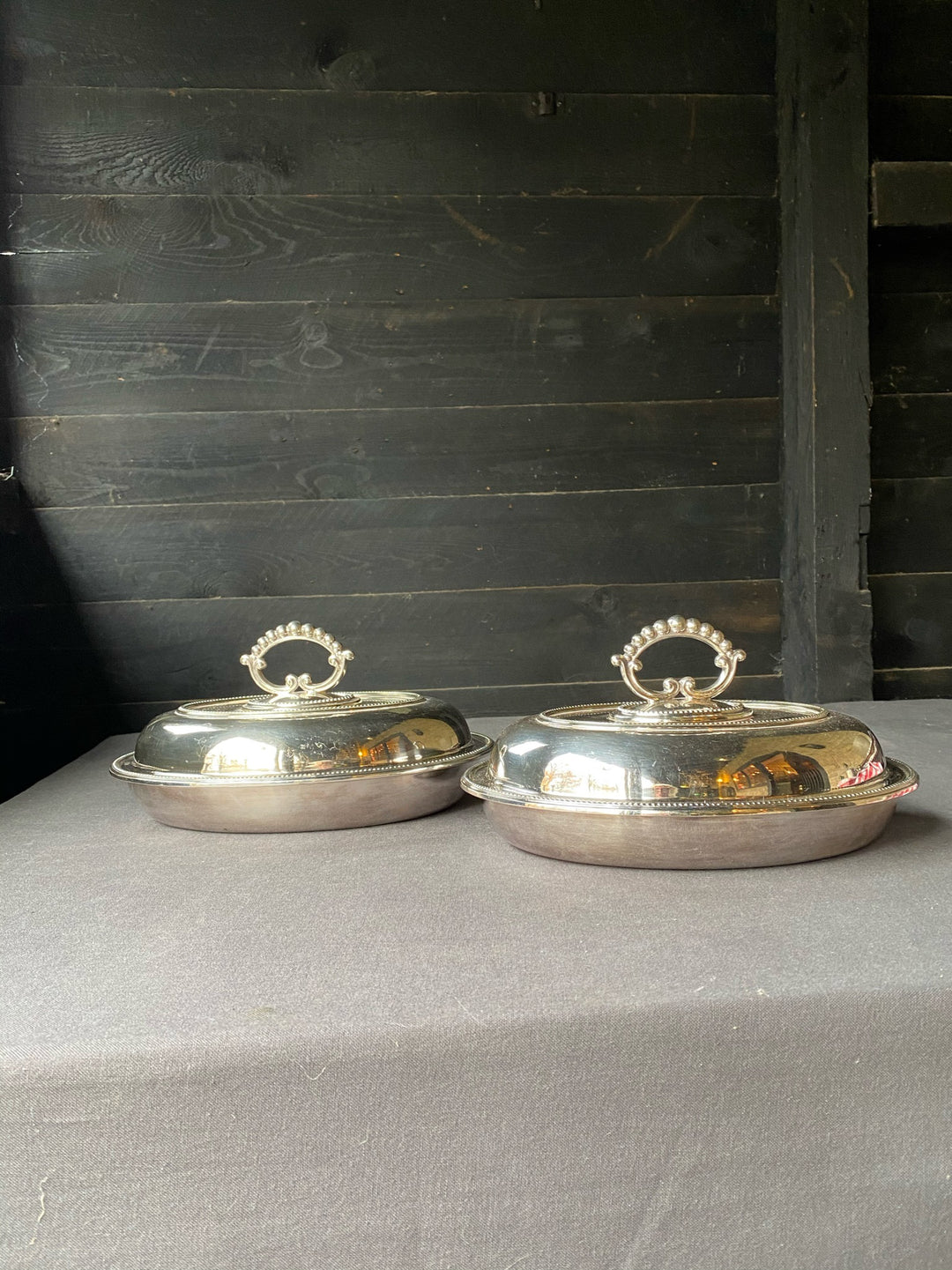 Pair of Silver Plated Lidded Tureens
