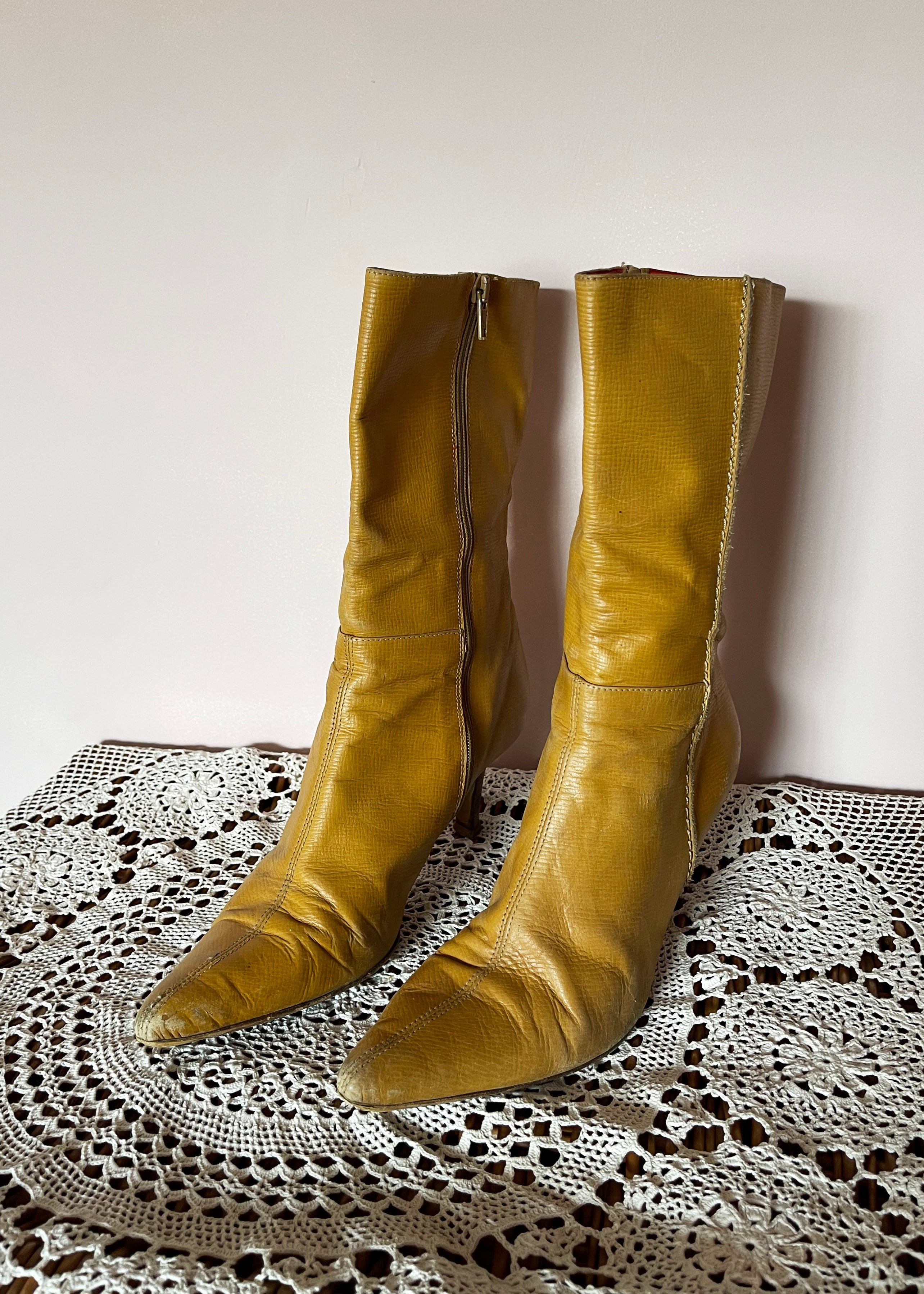 DKNY Tan Leather Boots