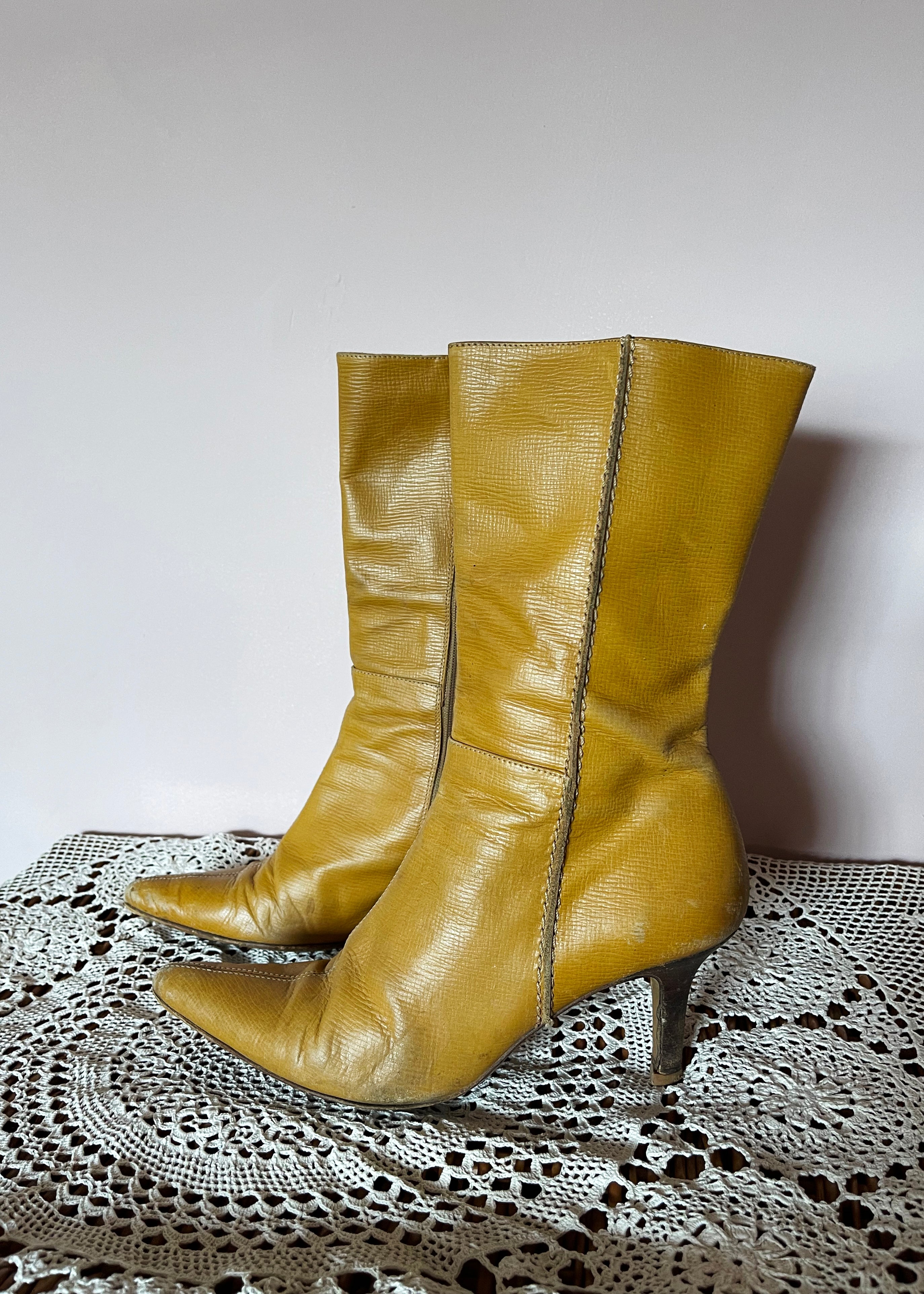 DKNY Tan Leather Boots