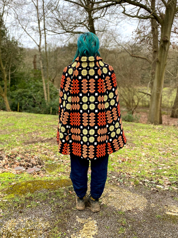 Vintage Orange Welsh Woollen Cape