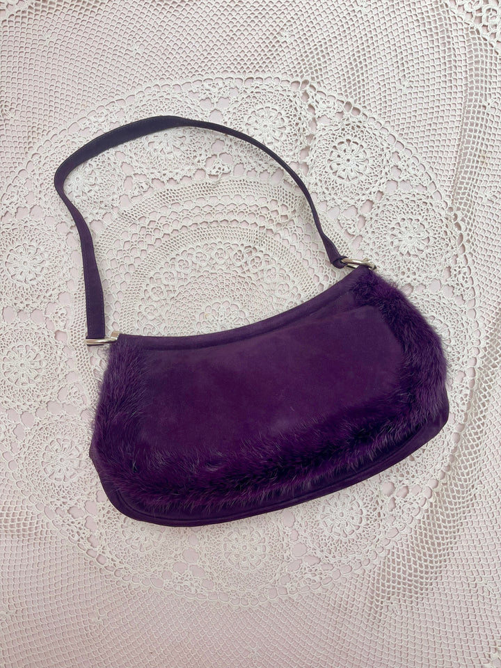 Escada Plum Suede Baguette Bag