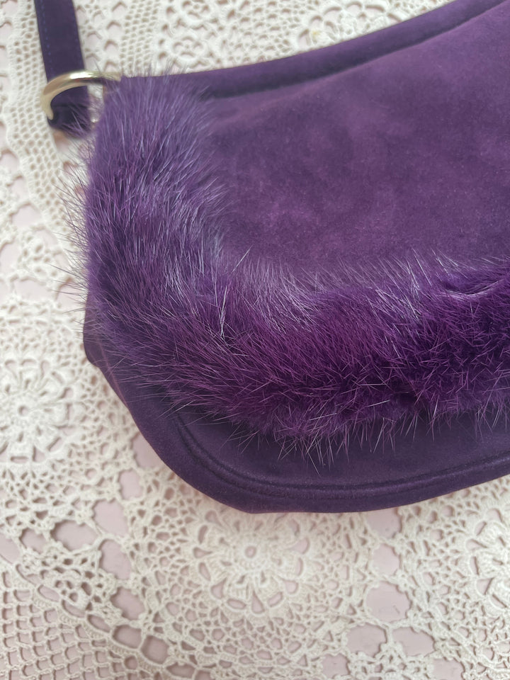 Escada Plum Suede Baguette Bag