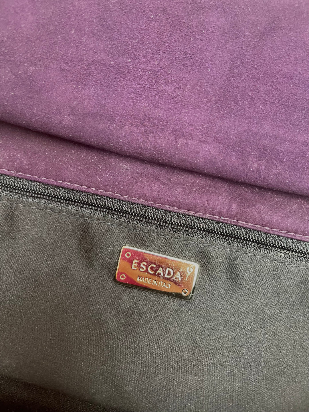 Escada Plum Suede Baguette Bag