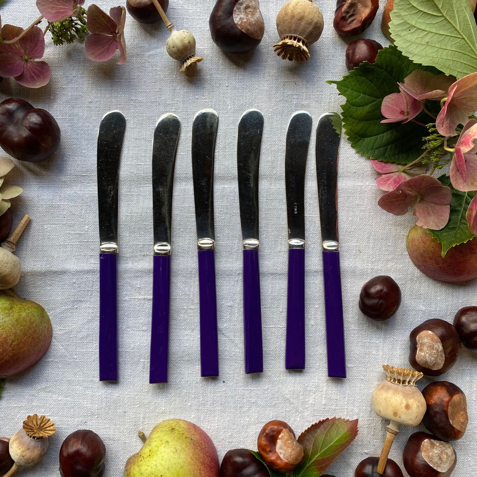 Royal Purple Art Deco Butter Knives