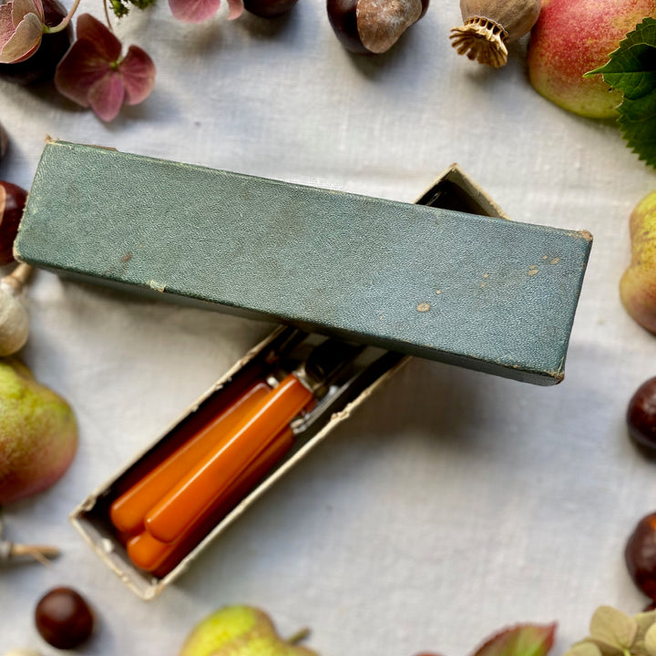 Orange Art Deco Butter Knives