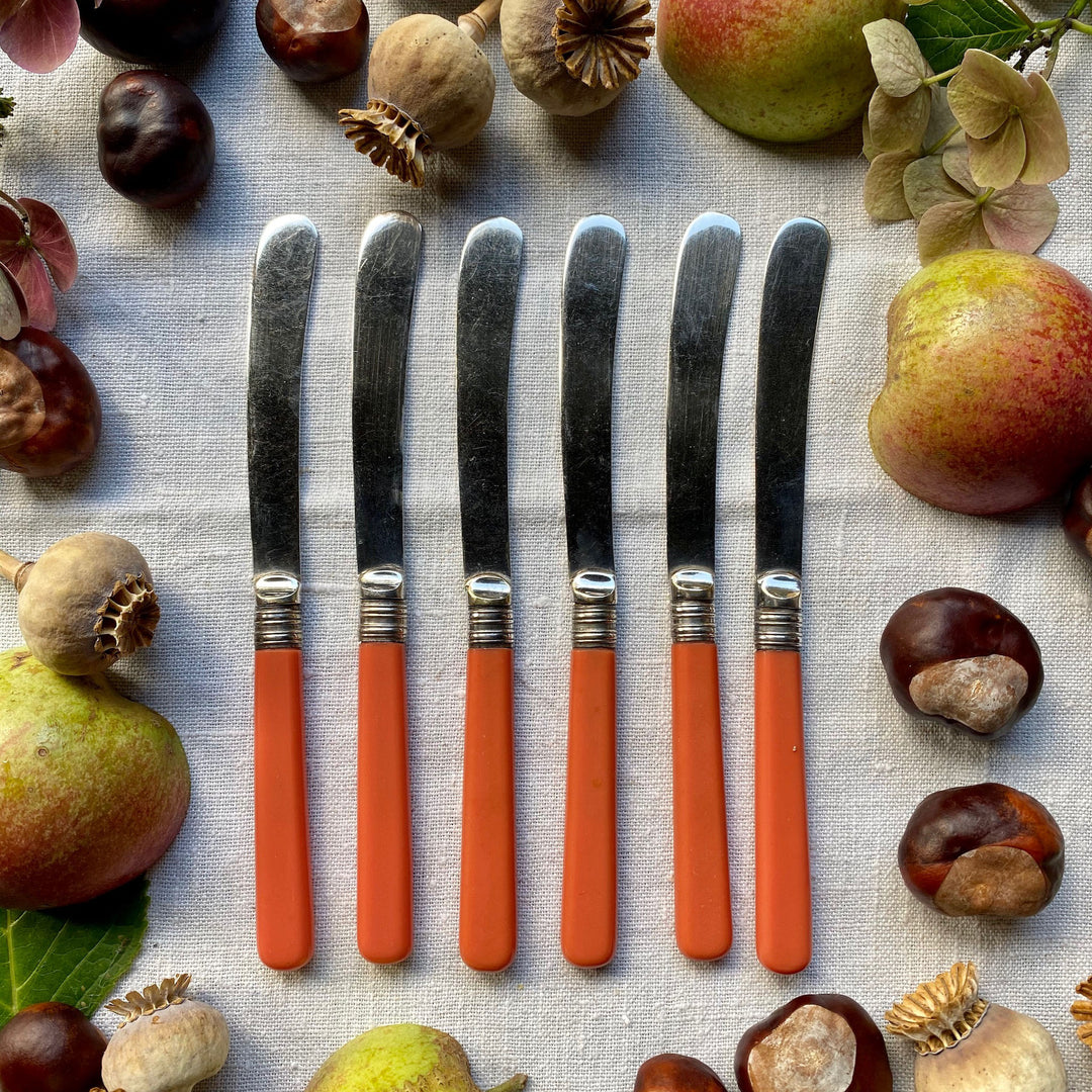 Coral Art Deco Butter Knives