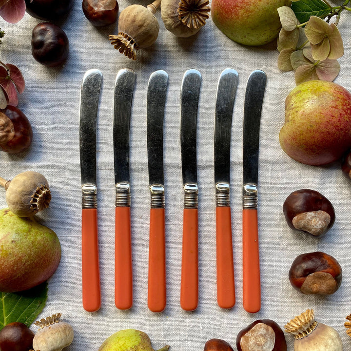 Coral Art Deco Butter Knives