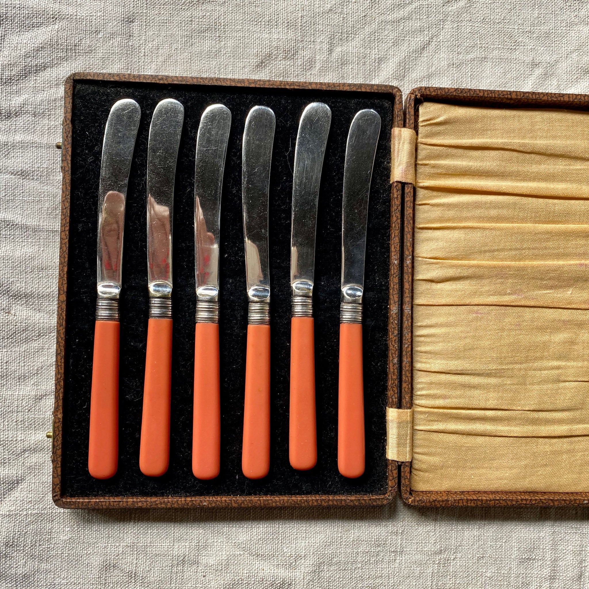 Coral Art Deco Butter Knives