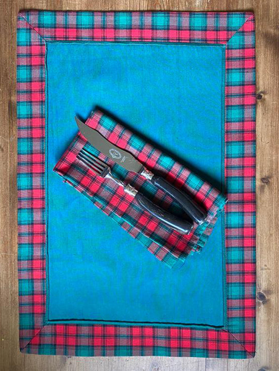 Pair of Tartan Placemat &amp; Napkins
