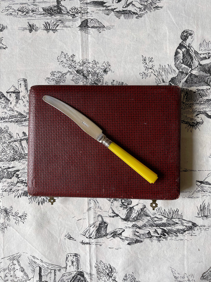 Vintage Silver Plated Yellow Bakelite Tea Knives