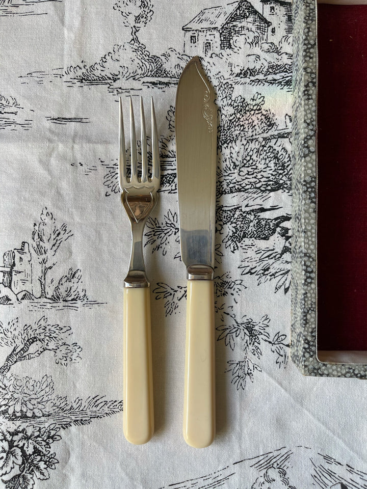 Saqui &amp; Lawerence Silver Plated Fish Knives &amp; Forks Set of 6