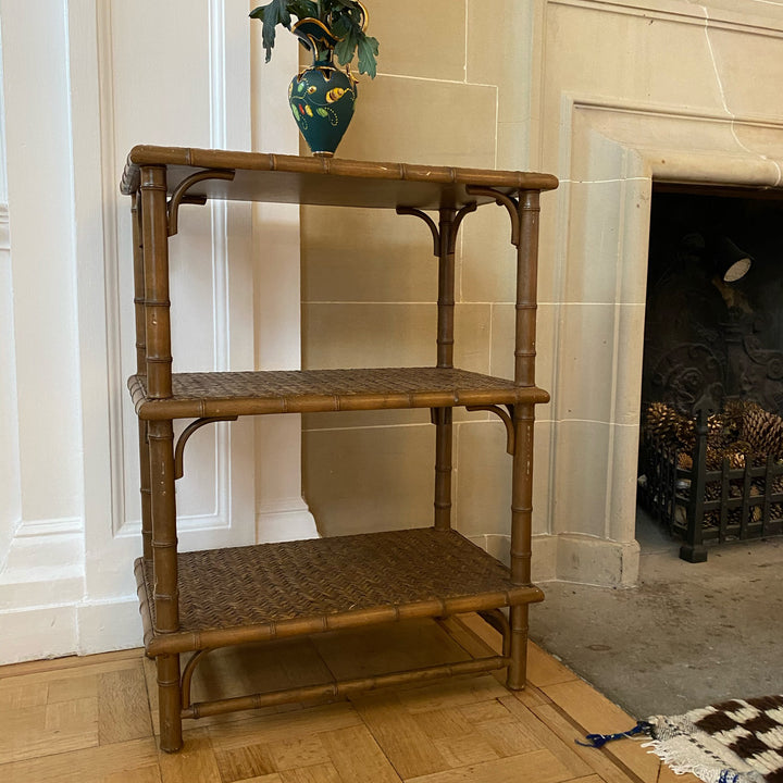 Mid Century Rattan 3 Tier Shelf