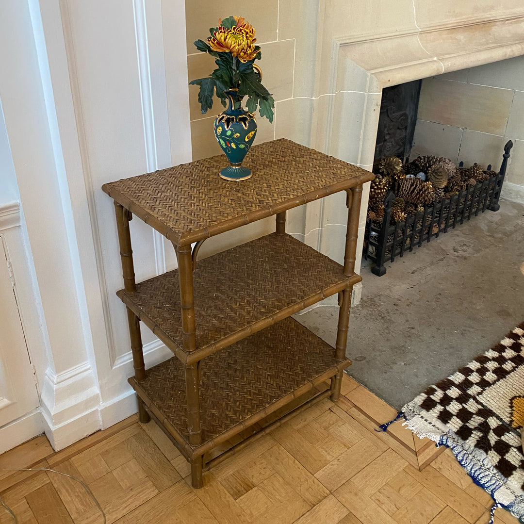 Mid Century Rattan 3 Tier Shelf