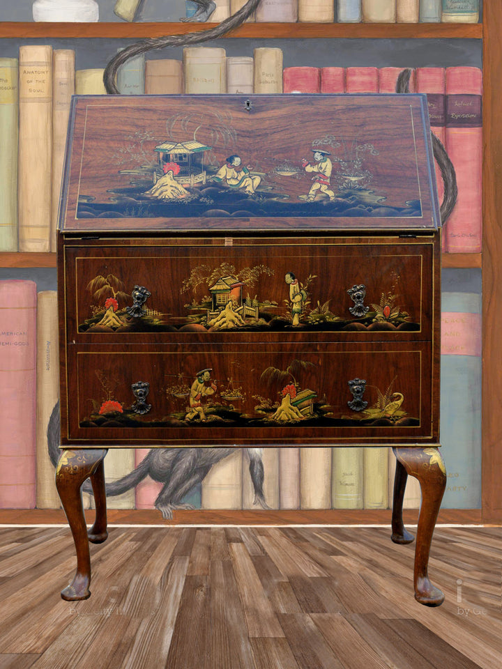 Antique Hand-painted Mahogany Bureau