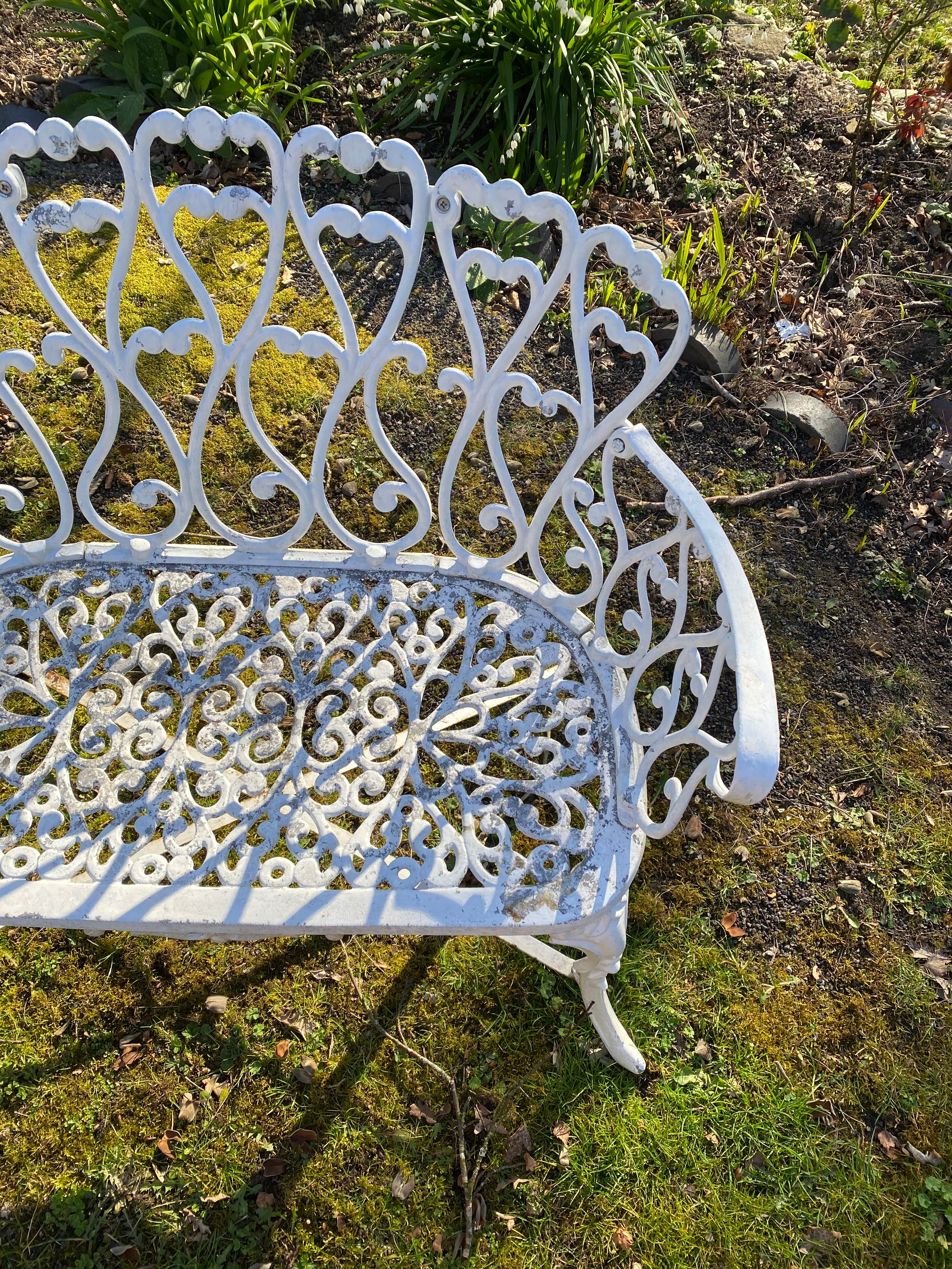 Antique White French Cast Iron Loveseat
