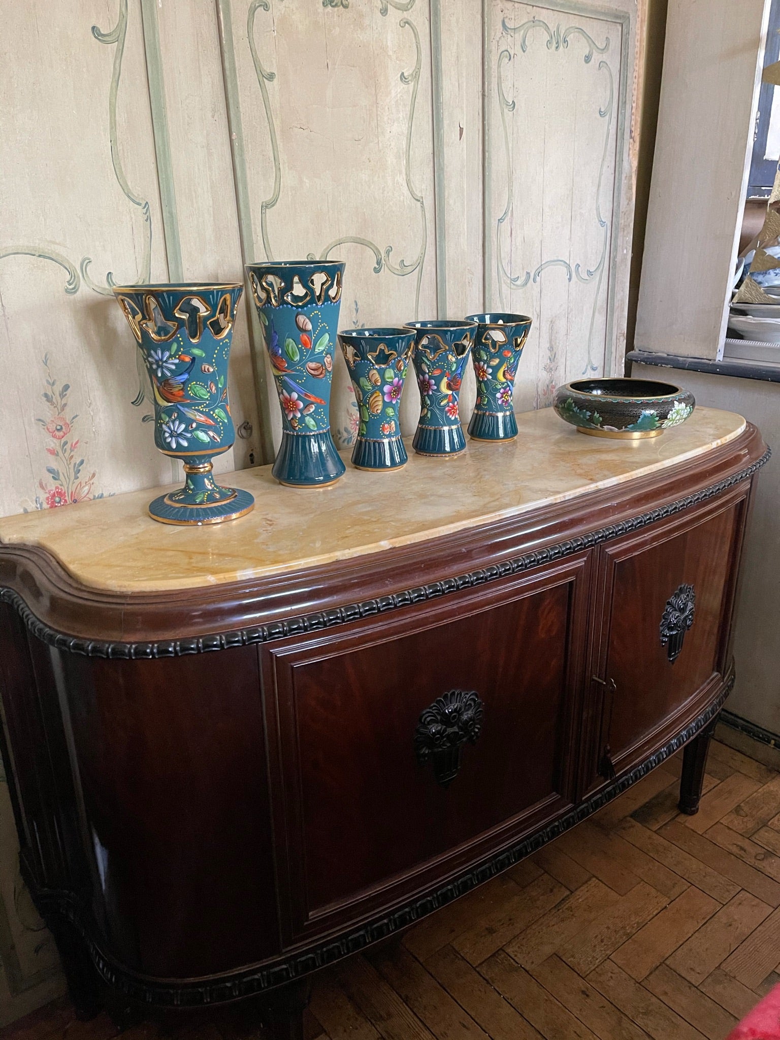 Victorian Marble Topped Mahogany Sideboard