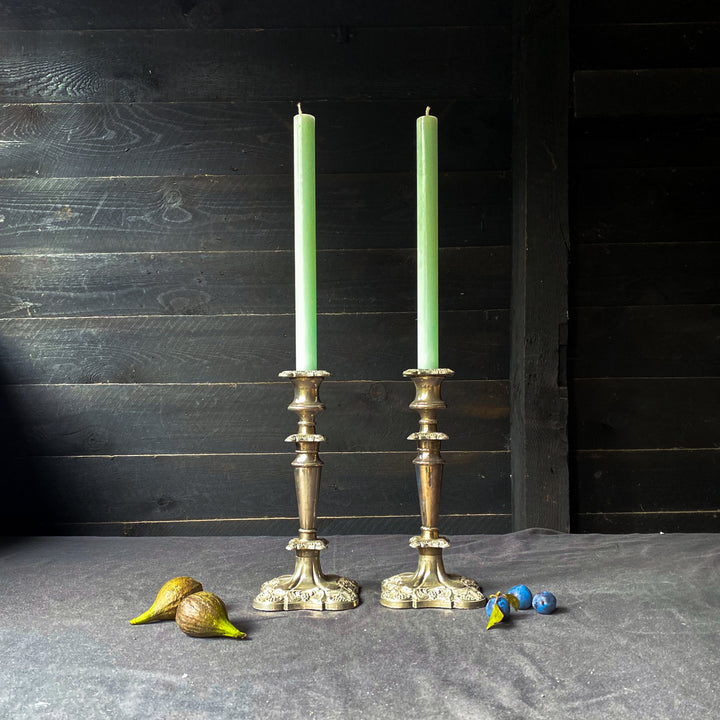 Pair of Silver Fruit and Vine Candlesticks