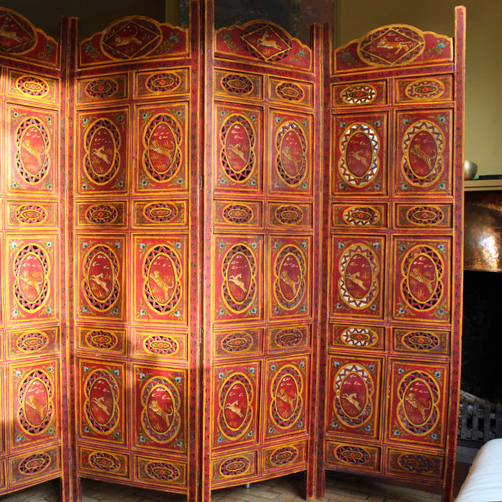Hand Painted Tiger Indian Screen