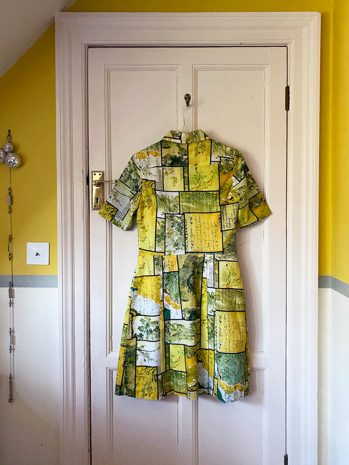 Vintage Betty Barclay Yellow Dagger Collar Tea Dress
