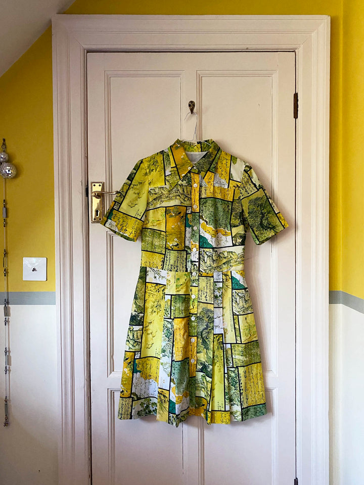 Vintage Betty Barclay Yellow Dagger Collar Tea Dress