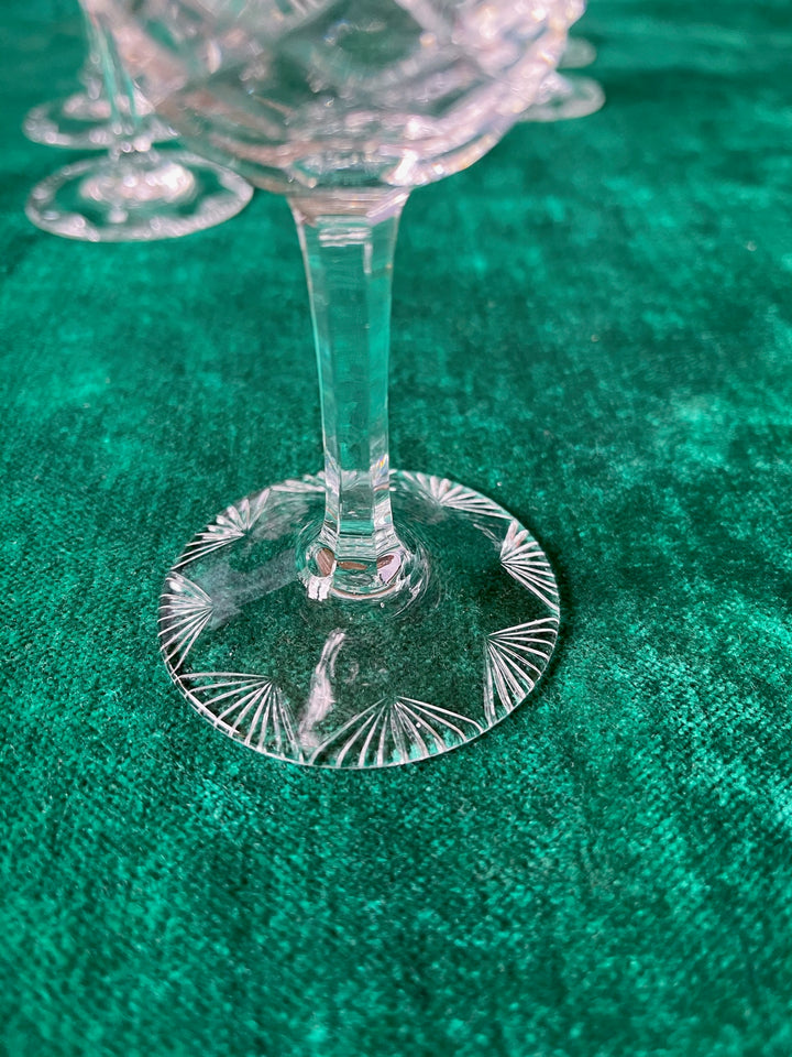 Rare Antique Crystal Dessert Wine Glasses Set of Eight