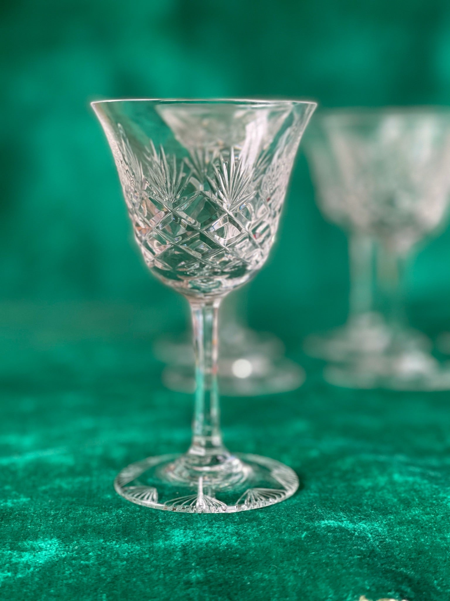 Rare Antique Crystal Dessert Wine Glasses Set of Eight