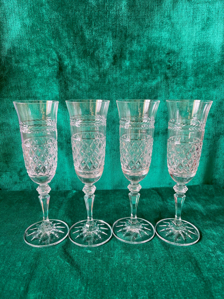 Rare Galway Crystal Champagne Flutes
